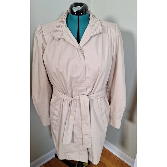 Vintage 80s London Fog Puff Sleeve Overcoat Trench Coat Jacket High Neck 12 - Picture 2 of 9
